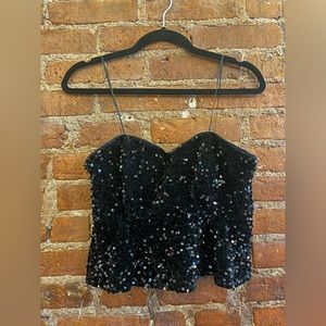 2/$30: Black sequin Mustard Seed peplum strapless top